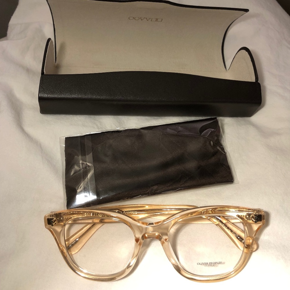 Oliver Peoples Netta 0OV5408U transparent blush eyeglasses with case. New